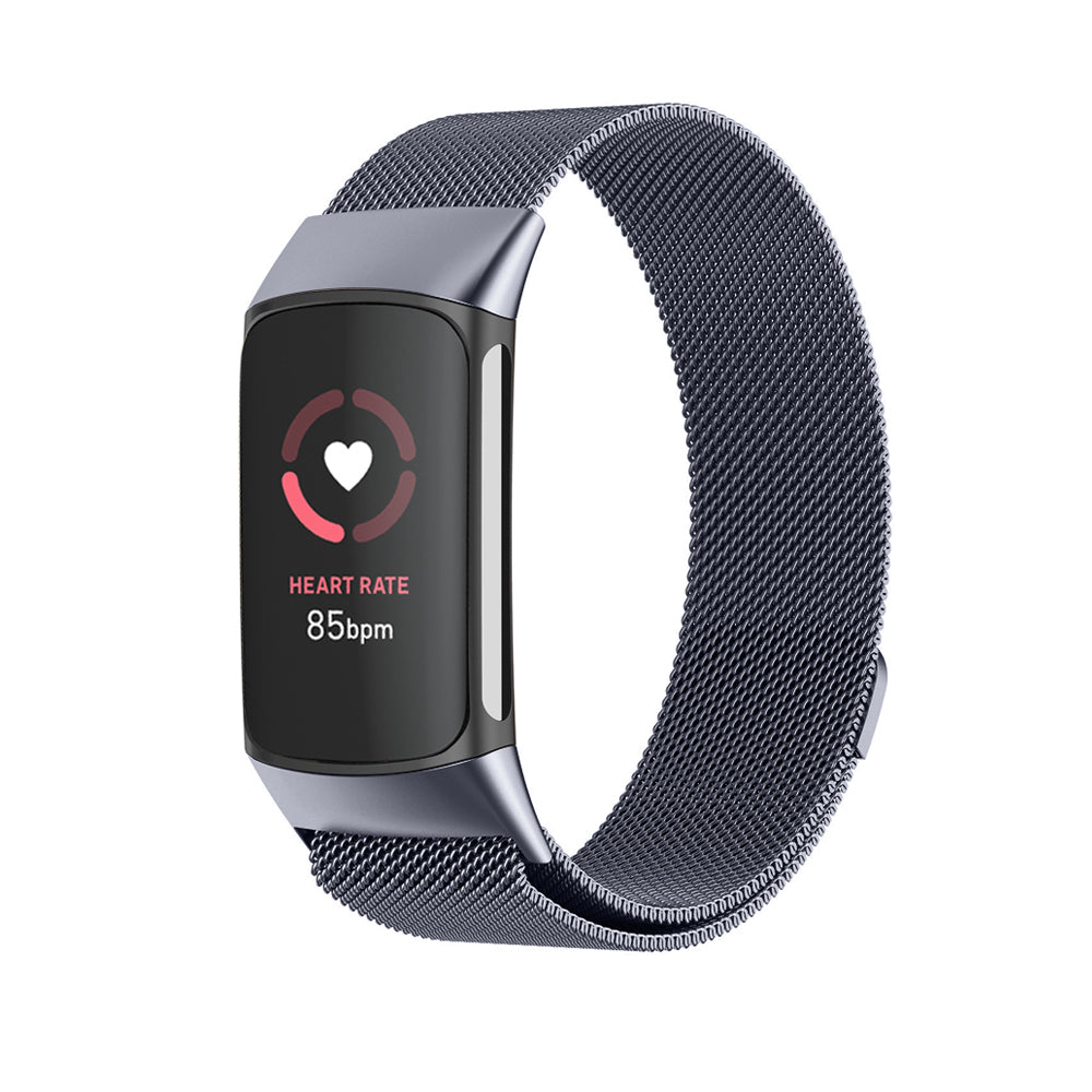 Fitbit Charge 5 and 6 Milanese Stainless Steel Magnetic Loop Band Watch Strap Grey - Eastlakes Electronics